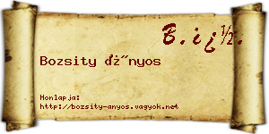 Bozsity Ányos névjegykártya